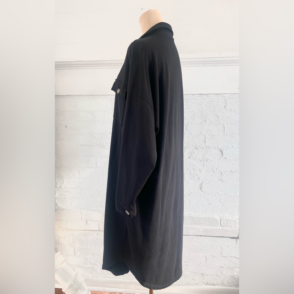Electric And Rose Hamlin Black Sweatshirt Long Shacket Button Down Jacket NWT - Picture 8 of 12